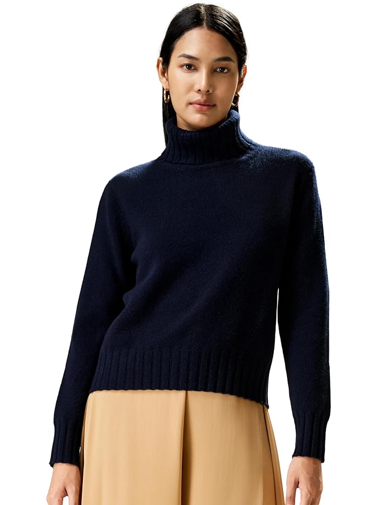 LilySilk Wool Cashmere Sweater for Women Turtleneck Pullover